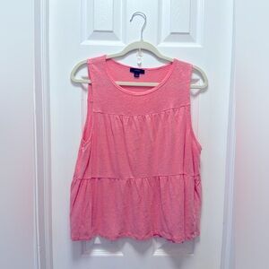 J. Crew Sleeveless Tiered Pink Top, Size Large